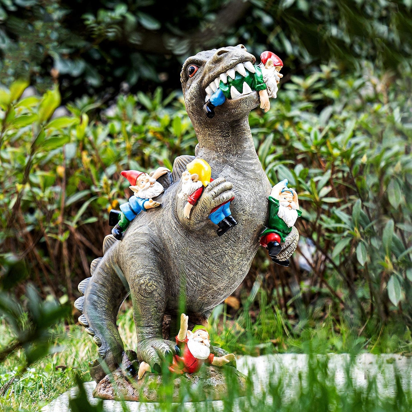 SOWSUN 14" Garden Gnomes Statue Dinosaur Outdoor Decor Gifts for Women