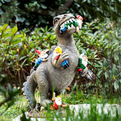 SOWSUN 14" Garden Gnomes Statue Dinosaur Outdoor Decor Gifts for Women