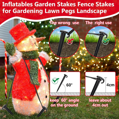 Vicenpal 24 Pcs 7 Inch Plastic Yard Stakes Inflatables Heavy Duty Plastic Garden Stakes for Tent Ground Replacement Outdoor Fence Lawn Pegs Landscape Staples Halloween Christmas Decorations (Black)