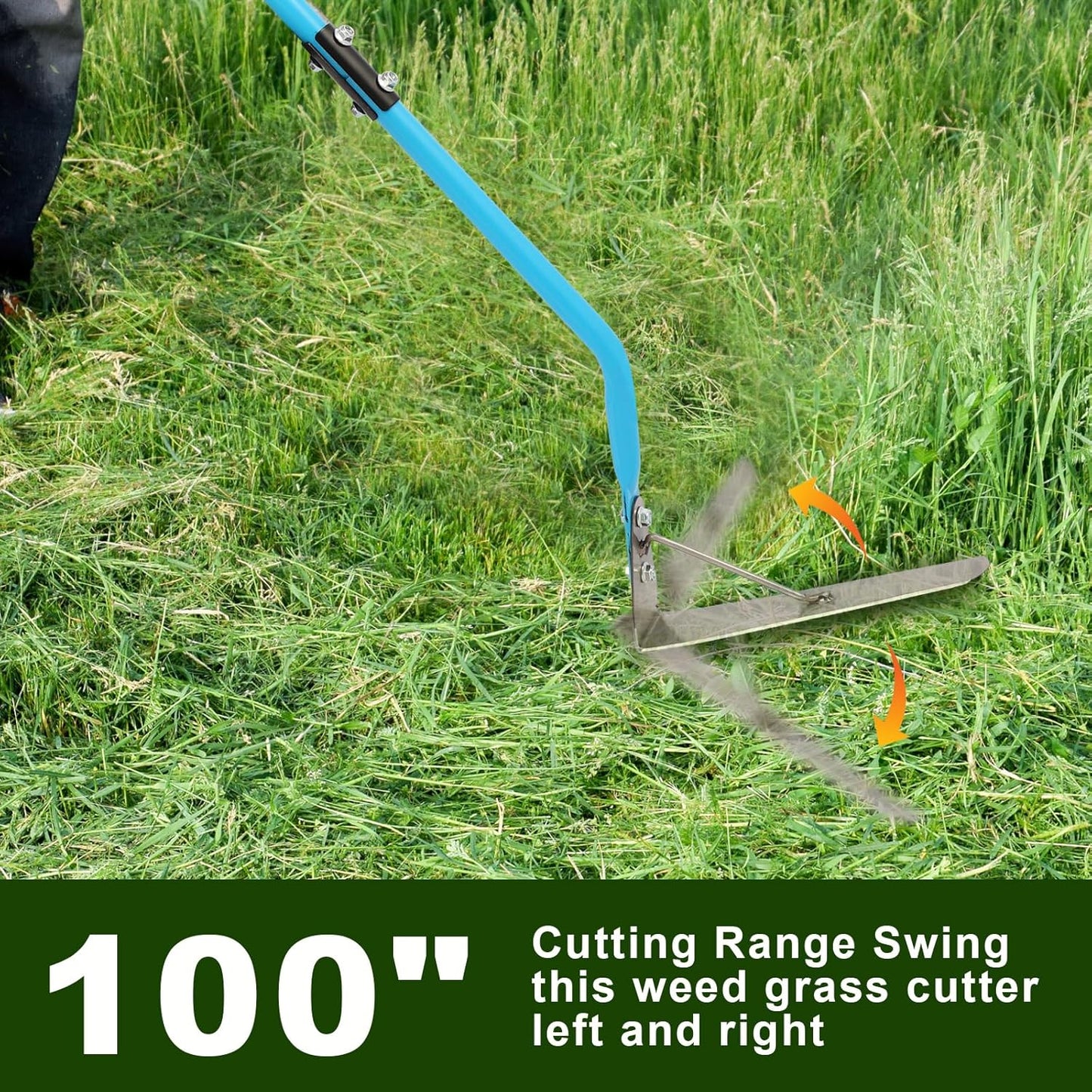 sancat Weed Cutter,Weeder with Double-Edged 304 Stainless Steel Sharp Blade, Manual Weed wracker, Long Sickle with 41’’ Soft Rubber Handle, Garden Tool for Grass