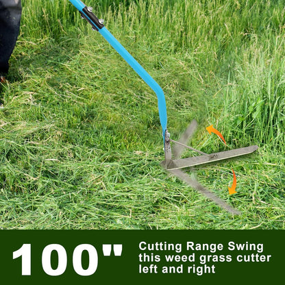 sancat Weed Cutter,Weeder with Double-Edged 304 Stainless Steel Sharp Blade, Manual Weed wracker, Long Sickle with 41’’ Soft Rubber Handle, Garden Tool for Grass