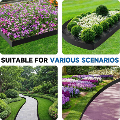 19.7Ft.Galvanized Steel Landscape Edging(6-Pack)-5"x39.4" Metal Garden Edging,7 Clips&Gloves,Hammer-in,No Dig,Rustproof,for Landscaping,Tree Rings,Garden,Yard&Pathway–Black