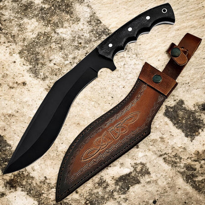 Poshland Handmade Kukri Knife with D2 Steel Blade, Durable G10 Handle, Premium Leather Sheath, Ideal for Carving, Hunting, Outdoor Use, and Gift for Adults