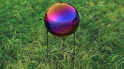 Lulu Decor, Rainbow Stainless Steel Gazing Mirror Ball Size 12 with Stand