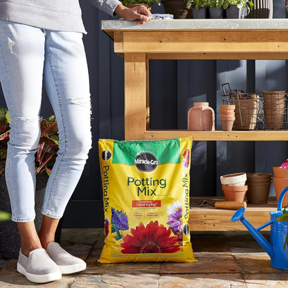 Miracle-Gro Potting Mix, For Container Plants, Flowers, Vegetables, Annuals, Perennials, Shrubs, Feeds for up to 6 Months, 16. qt., 2-Pack