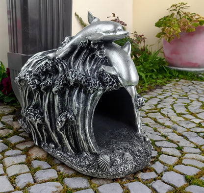 coolboy Dolphin Statue Gutter Downspout Extension Decorative,Animal Garden Statue Outdoor Decor,3"×4" Rain Gutter Downspout Splash Block,Rain Downspout Diverter