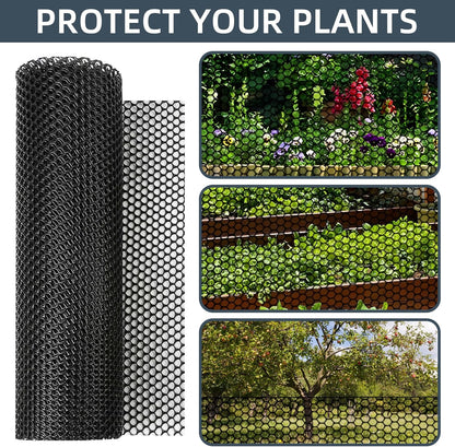 Plastic Wire Mesh Fence, 15.7IN x 50FT Versatile Fencing Netting for Poultry and Animal Barrier With 150 Zip Ties - Garden & Farm, Black