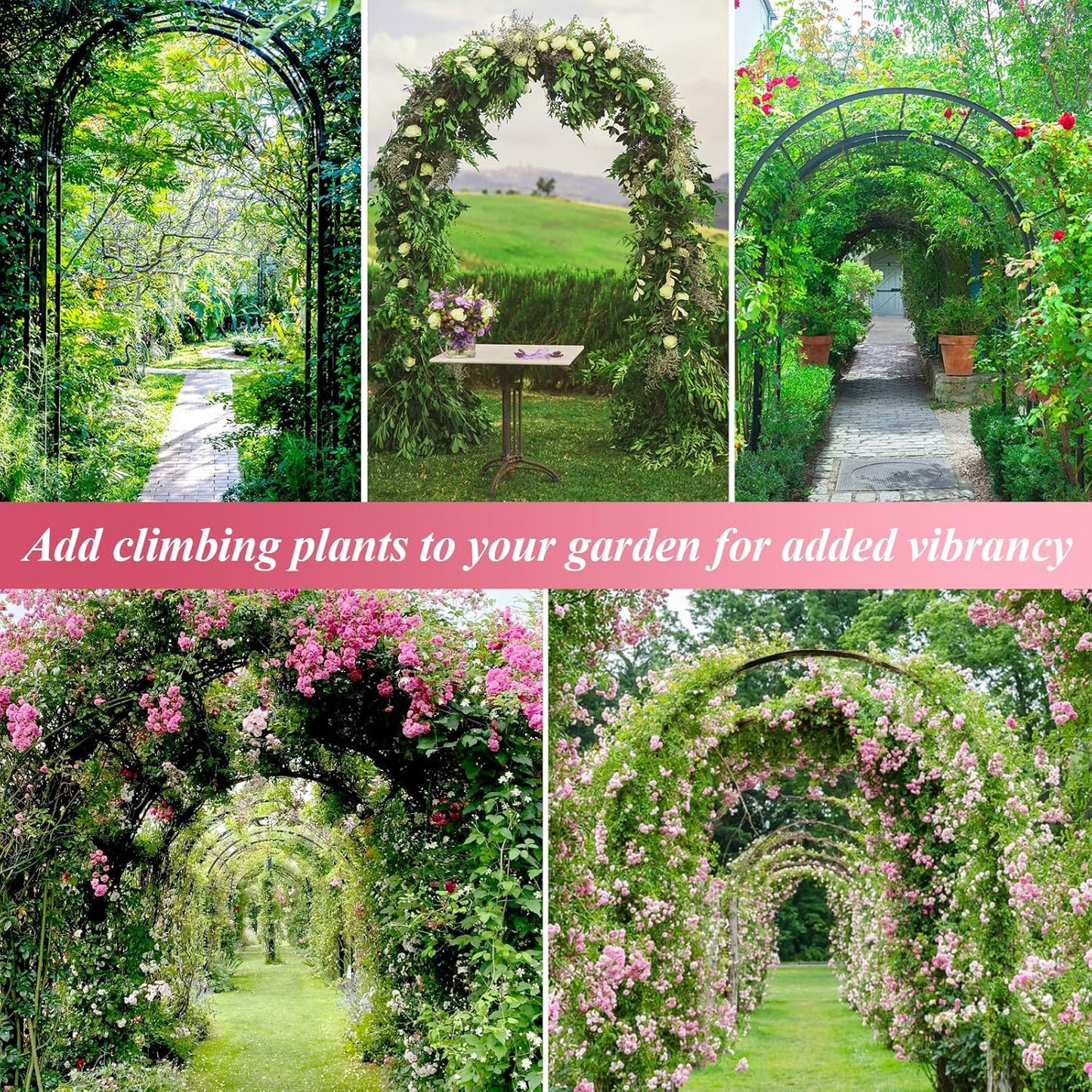 Thickened Tube Garden Arch Trellis - 4.6ft Wide x 7.9ft High or 7.6ft Wide x 6.4ft High - Trellis for Climbing Plants - Stable Garden Arbor, Wedding Arch Decorations, Birthday Party Decoration