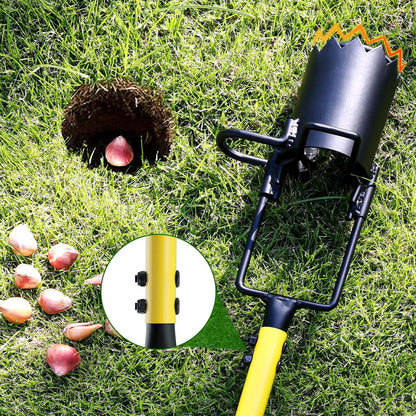 Bulb Planter Tool Long Handle, Plant Hole Digger with Soft Grip and Serrated Base, Heavy Duty 5-in-1 Sod Lawn Grass Plugger Tool Planting Digger Garden Transplanter for Tulips Iris Flower