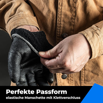 Waterproof Gloves Bulk Pack for Men and Women, 3 Pairs, Freezer Gloves with Grip, Double Nitrile Dipped for Extreme Oil Repellent, for Construction, Mechanics, Mining, Plumbing, Black, Large