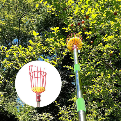 2 PCS Adjustable Fruit Picker Tool, 5.3 Feet Fruit Picker with Telescoping Basket & Pole, Ideal for Orange Picking, Cherry Picking & More