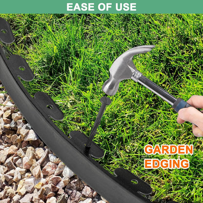Garden Edging - 40 Feet Plastic Landscaping Edging Border with 36 Pack Spikes Apply to Flower Beds/Grass Lawn/Yard (1.57Inches Tall, Black)