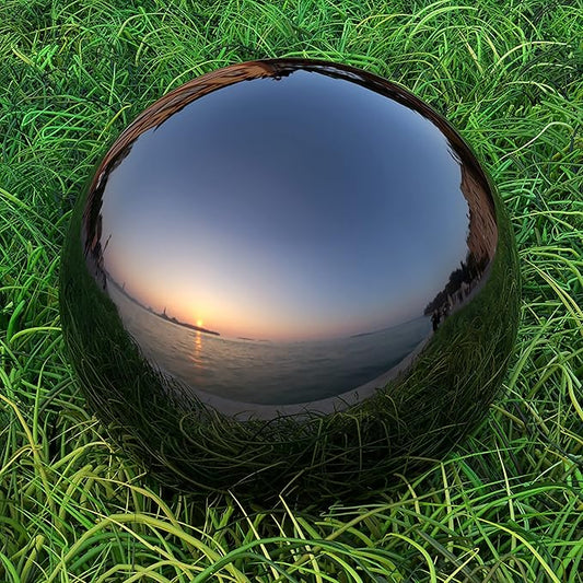 Lulu Decor, Size 12 Titanium Stainless Steel Gazing Mirror Ball, Smooth Reflective Shiny Garden Decoration Globe
