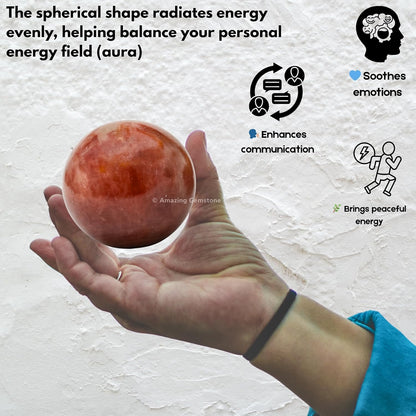 Amazing Gemstone Strawberry Quartz Crystal Ball with Stand - 2 Inches Crystal Sphere Meditation Balls for Witchcraft and Decorative Balls