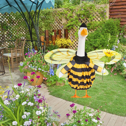 Porch Goose Outfit for 17" & 23" Lawn Goose – Cute Bee Costume with Wings, Skirt & Antennas – Funny Porch Goose Decoration for Garden Statues