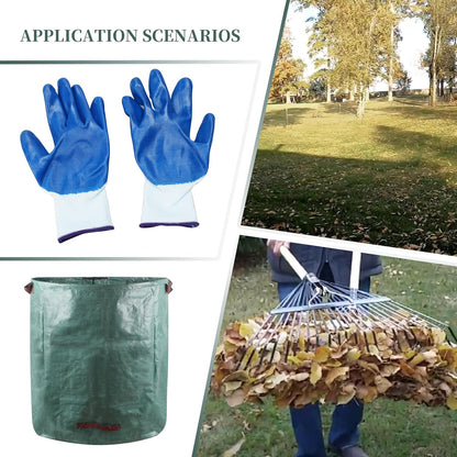 3-Pack 72 Gallons Heavy Duty Reusable Garden Bags with 2 Reinforced Handles & Gloves, Tear-Resistant Leaf Collection Bags for Yard Waste, Lawn Debris, Camping