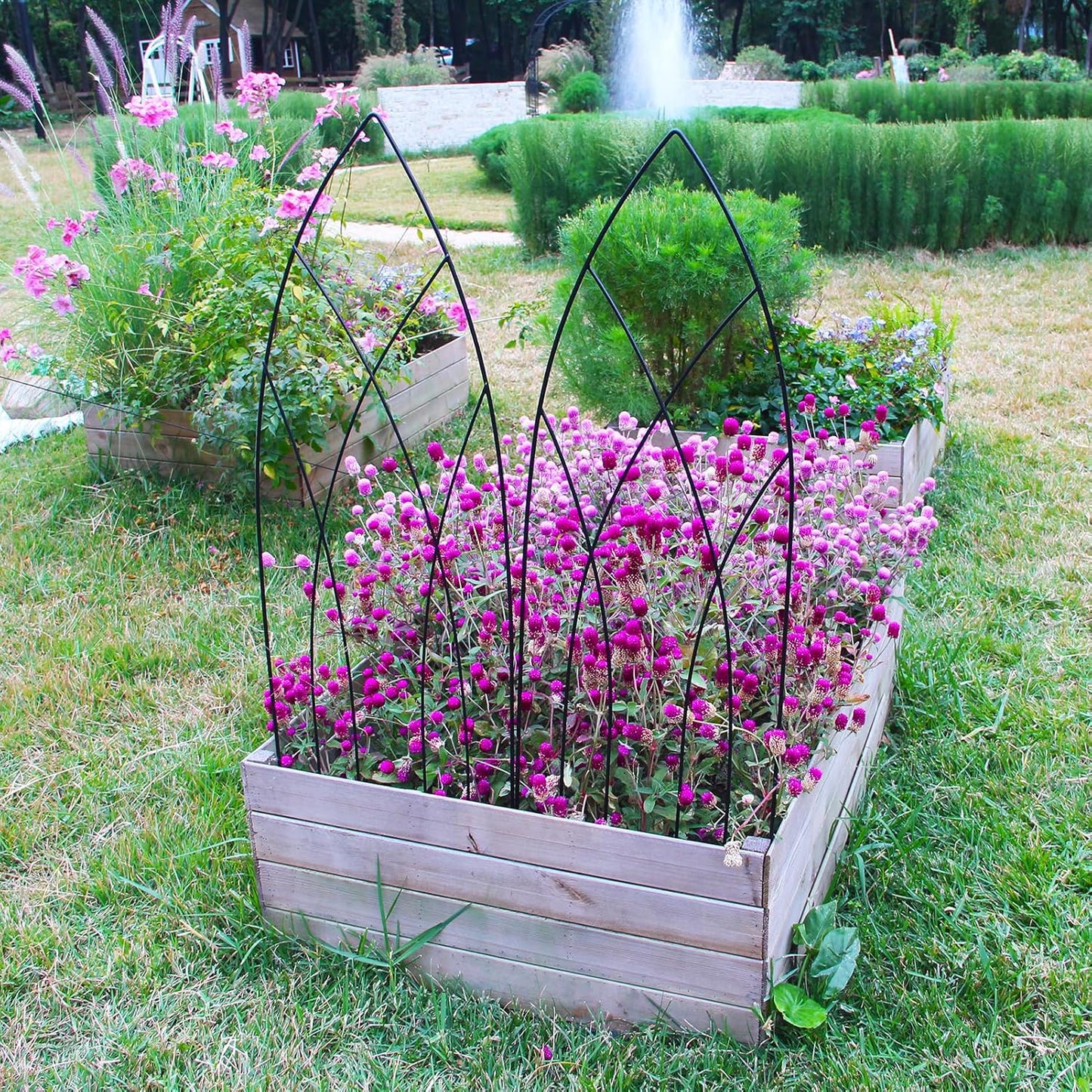SCENDOR 45.3" H x 15" W Black Metal Garden Trellis for Climbing Plants, Black Iron Trellis for Vines Plant Rose Vegetable Support,Large Decorative Outdoor Trellis, 2 Pack