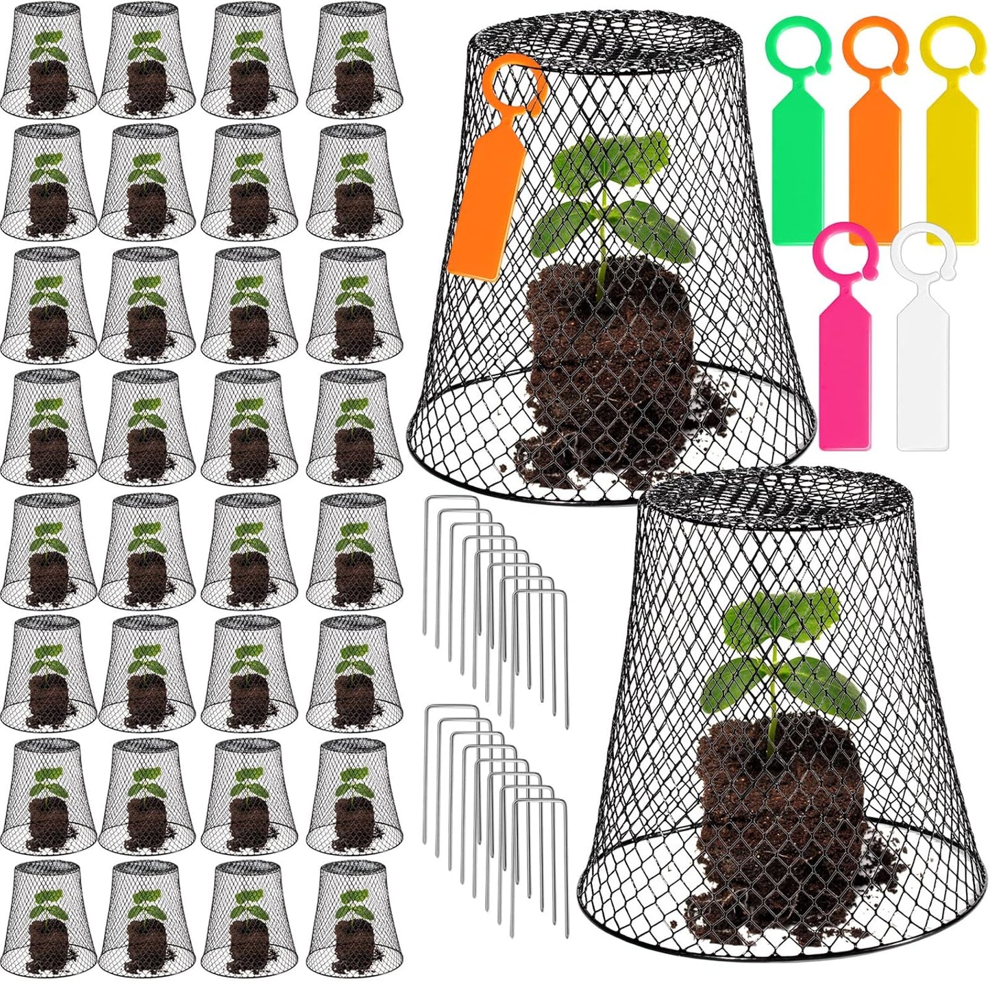 40 Pcs 9 inch Chicken Wire Plant Covers Bulk,Wire Garden Cloches Chicken Wire Cloche Plant Protector Metal Heavy Duty Garden Plant Cloche for Keeping Bunnies Chicken Squirrels Birds Other Out