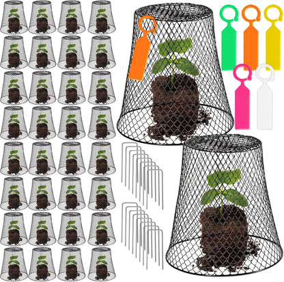 40 Pcs 9 inch Chicken Wire Plant Covers Bulk,Wire Garden Cloches Chicken Wire Cloche Plant Protector Metal Heavy Duty Garden Plant Cloche for Keeping Bunnies Chicken Squirrels Birds Other Out