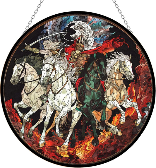 Four Horsemen of The Apocalypse Suncatchers for Windows,6.3” Stained Glass Window