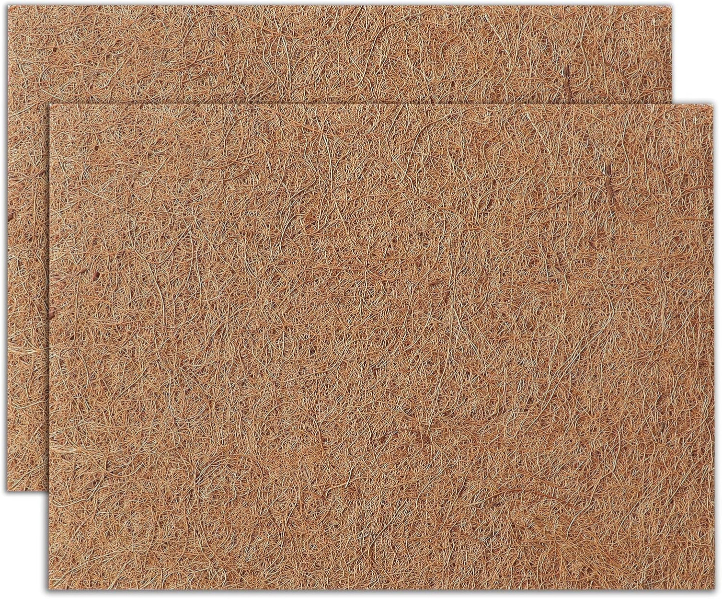MAXPACE Natural Coconut Coir Liner Sheets - 14x11inch 2 Pcs Coco Fiber for Plant, Planter, Window Basket, Garden Decoration, and Pet Reptile Carpet or Mat