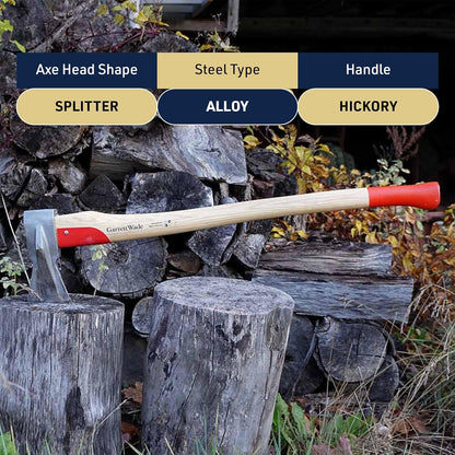 Kings County Tools Professional Splitting Maul | 31" Red Steel Hickory Handle | Prevents Jams in Tight Grains | Made in Germany
