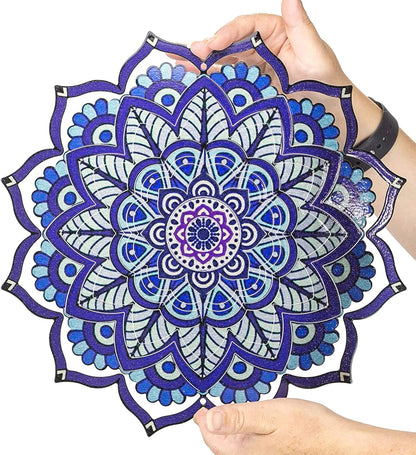 VP Home - Mandala Kinetic Wind Spinner - Hanging Garden Decor - Yard and Garden Metal Spinner - Wind Sculptures Ideal for Outdoor - Spinning Lawn Ornaments - Art Kinetic Sculpture (Purple)