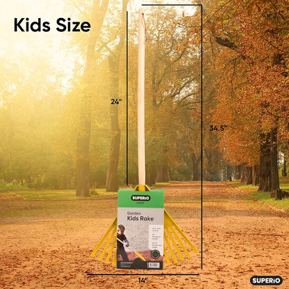 Gardening Tools Outdoor Rakes for Lawns Heavy Duty Wood Handle Cleaning Yard Tool Rake Landscape Essentials with Durable Plastic Leaf Collector Head 6-Pack