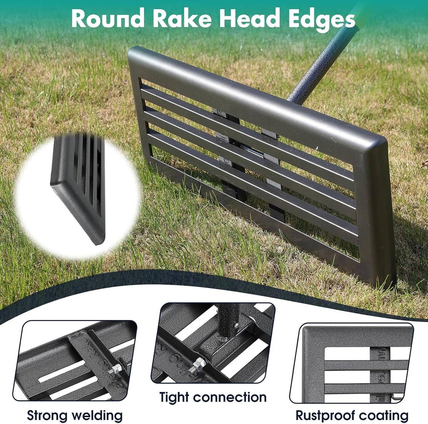 Lawn Leveling Rake,30x10 Inch Ground Plate,58 Inch Adjustable Long Handle Yard Level Tool with Curved Edge,Heavy Duty Large Landscaping Lawn Leveler for Grass, Golf Field, Soil Sand Dirt Spreader