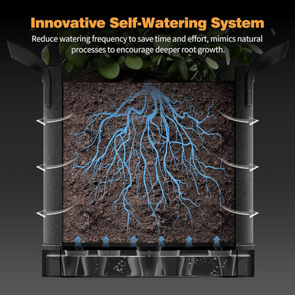 Self-Watering Grow Bags, 5-Pack 5 Gallon 420G Thick Nonwoven Fabric Pots with Reinforced Handles and Multi-Purpose Rings, for Low Stress Plant Training Fruits, Vegetables,and Flowers