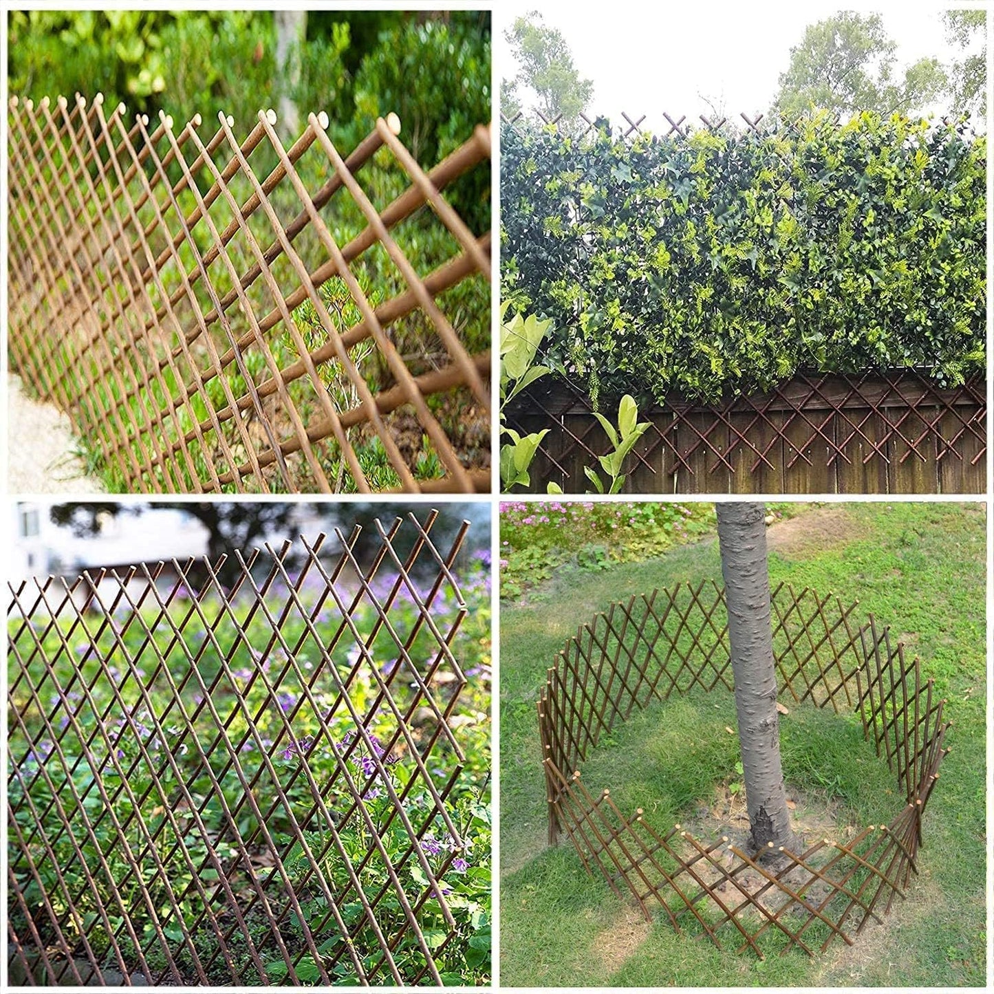 Expandable Willow Trellis for Climbing Plants Outdoors,Nature Garden Fence Lattice Panels for Outside Plant Support for Vine, Ivy, Rose, Cucumbers, Clematis 36x92 Inch(2PC)