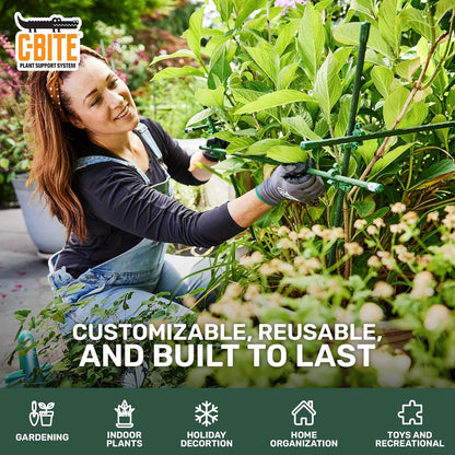 Plant Support Maker Kit – Modular Trellis Building System with Short Stakes & Extra Clips – Compatible with Standard Garden Stakes – Build Custom Plant Supports for Indoor or Outdoor Use