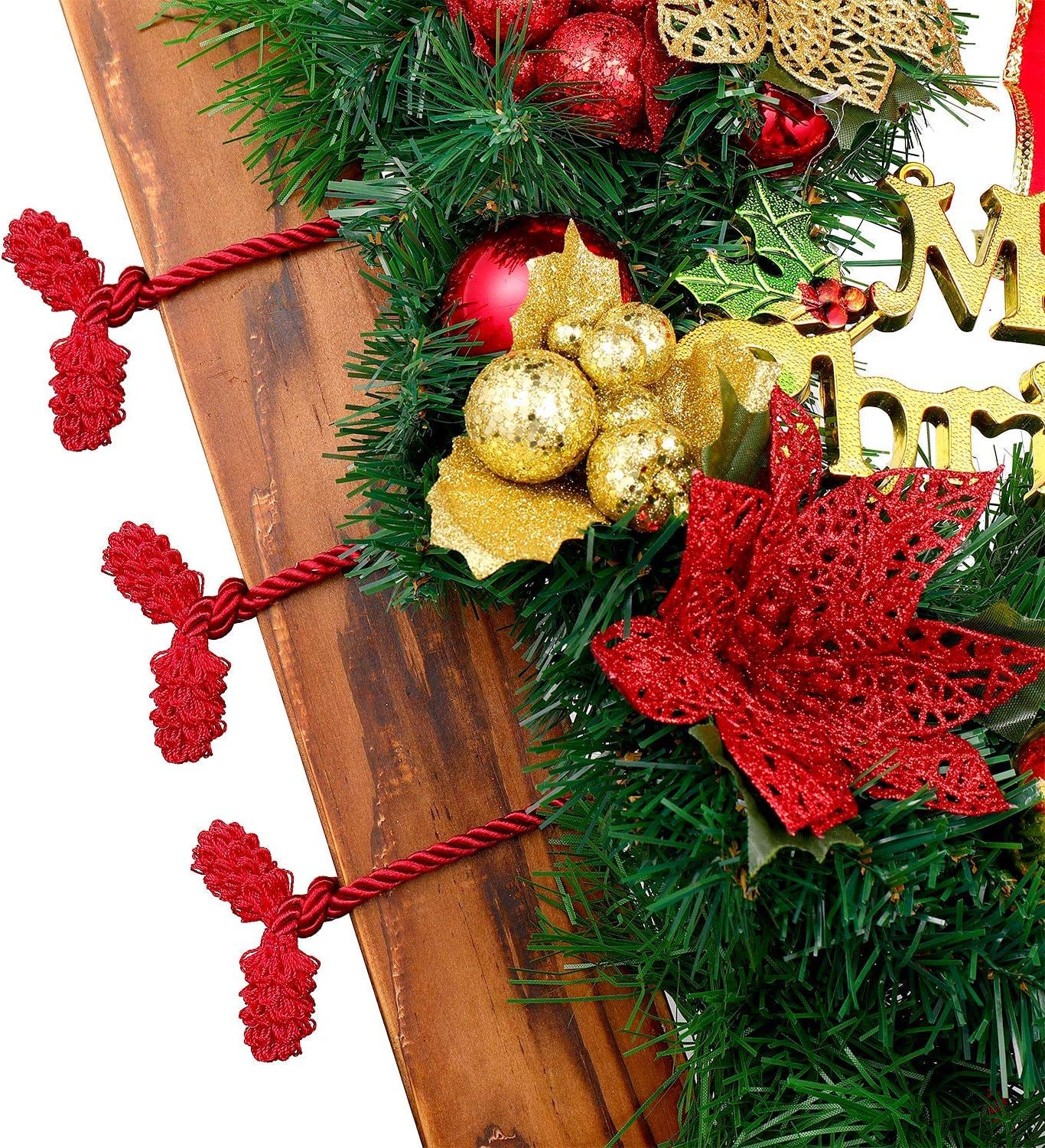 Shappy 12 Pieces Christmas Garland Banister Ties Christmas Decorative Reusable and Flexible Twist Ties for Garland, Banister Home Decoration (Red)