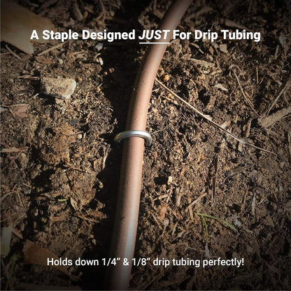 Sandbaggy DRIP TUBING Stakes Landscape Staples | 5 inch Length | Drip Anchors | Landscape Pins | Lawn Nails | Garden Stakes | Hold Drip Tubing Up to 1/4" Diameter | 14-Gauge Standard | Pack of 100