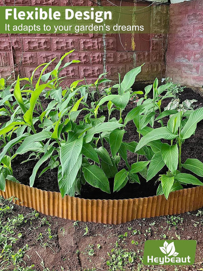 Corrugated Metal Garden Edging - 12" x20' Cold-Rolled Steel Border, Durability Easy to Cut, Easy Installation & Stability, Ideal for DIY Flower Beds, Pathways and Patio Design Rusted