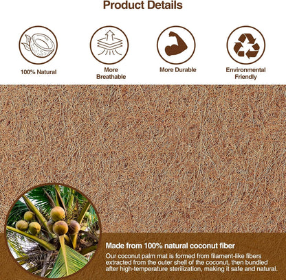 MAXPACE Natural Coconut Coir Liner Sheets - 14x11inch 2 Pcs Coco Fiber for Plant, Planter, Window Basket, Garden Decoration, and Pet Reptile Carpet or Mat