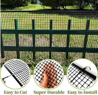 PotatoLife Plastic Wire Mesh Fence, Balcony Fence for Baby and Pets, Safety Fence, Stair Protector, Poultry, Garden, Tree Support, Durable Material, Free Zip Ties (Black, 15.7'' x 20')