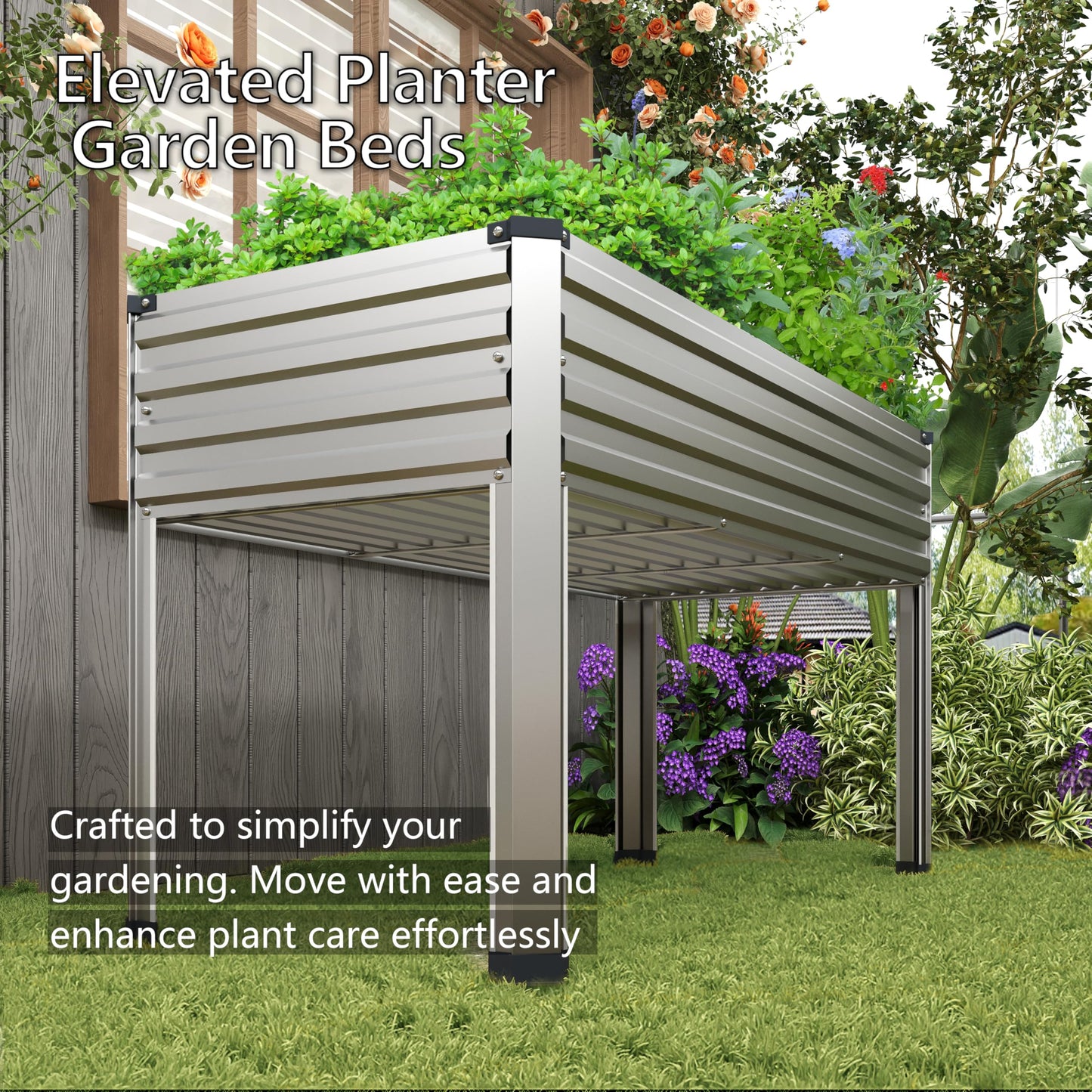 DIIYIV Galvanized Raised Garden Bed with Legs,2PCS 48×24×30in Elevated Planter Box for