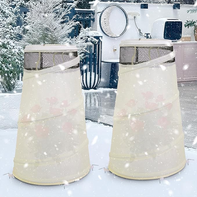 3 Pcs Pop Up Rose Cones for Winter Protection, 20" x 13" x 9" Winter Rose Collars Protective Cover, Freeze Protection Roses Bush Cover for Protecting Against Frost Wind and Animals Eating