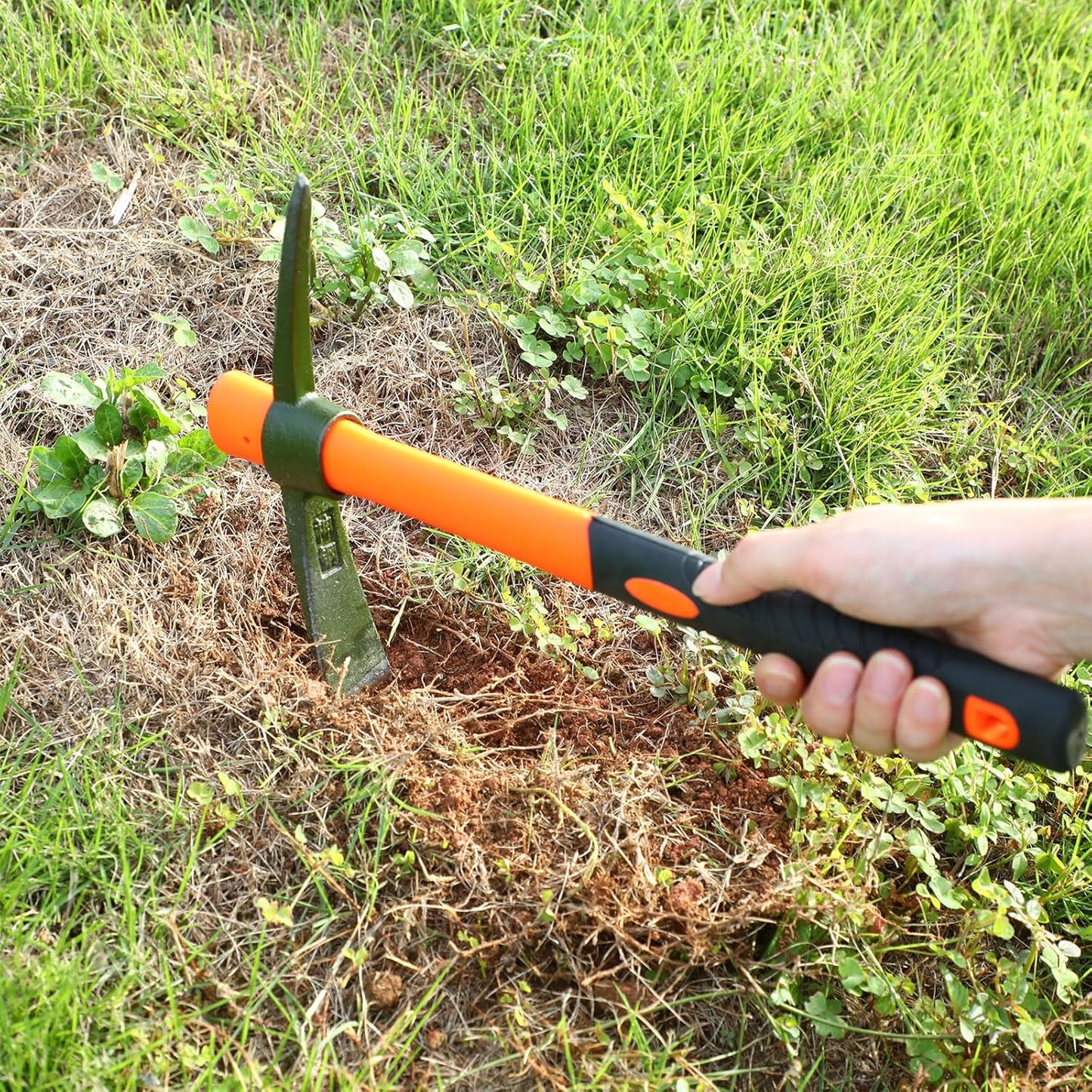 Lothee 8 Pcs Pick Mattock Hoe 15 Inch Heavy Duty Forged Garden Pick Axe with Rubber Non-Slip Handle Weeding Mattock Hoe Agriculture Hand Tools for Weeding Cultivating Camping or Prospecting