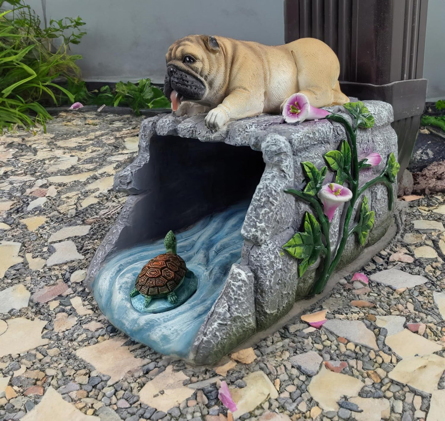 Dog Statues Gutter Extension Garden Decoration, Resin Outdoor Decor, Animal Downspout Diverter, 3"4" Extender Splash Block