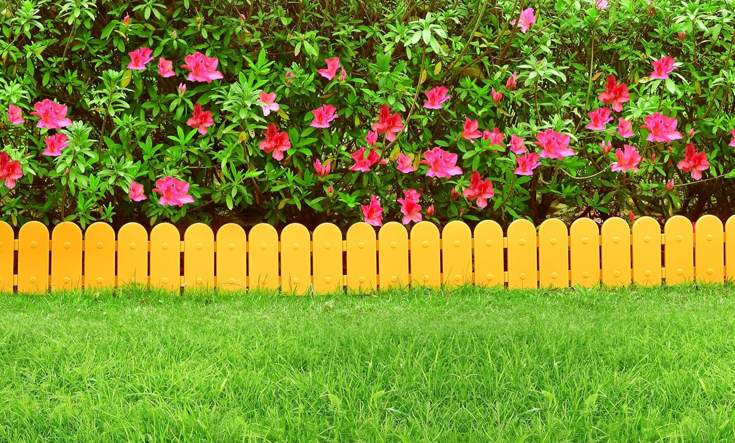 Evelyne Garden Border Edging: Wooden Fence Design - 16pcs Timber Yard Landscaping Fence Liner Lawn Edge Barrier - 20ft Kit of Decorative Lawn Landscape Panels Elements-Landscaping Edging-GMT-10374-C16