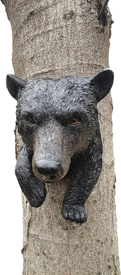 Ferocious Black Bear Trapped in a Tree Statue Tree Hugger Garden Peeker Figurine Yard Art Outdoor Decoration Sculpture