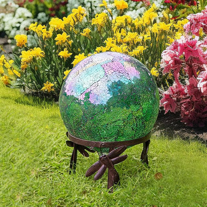 Topadorn Gazing Ball Stand Garden Hardware Steel Metal Stand for 10" or 12" Gazing Globes Outdoor Decor, Dragonfly