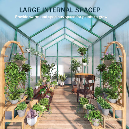 6*4.2*7.2FT Greenhouse for Outdoors, Polycarbonate Greenhouse with Stronger Wind Protection and Roof Vent, Walk-in Large Aluminum Sunroom Winter Proof, Green