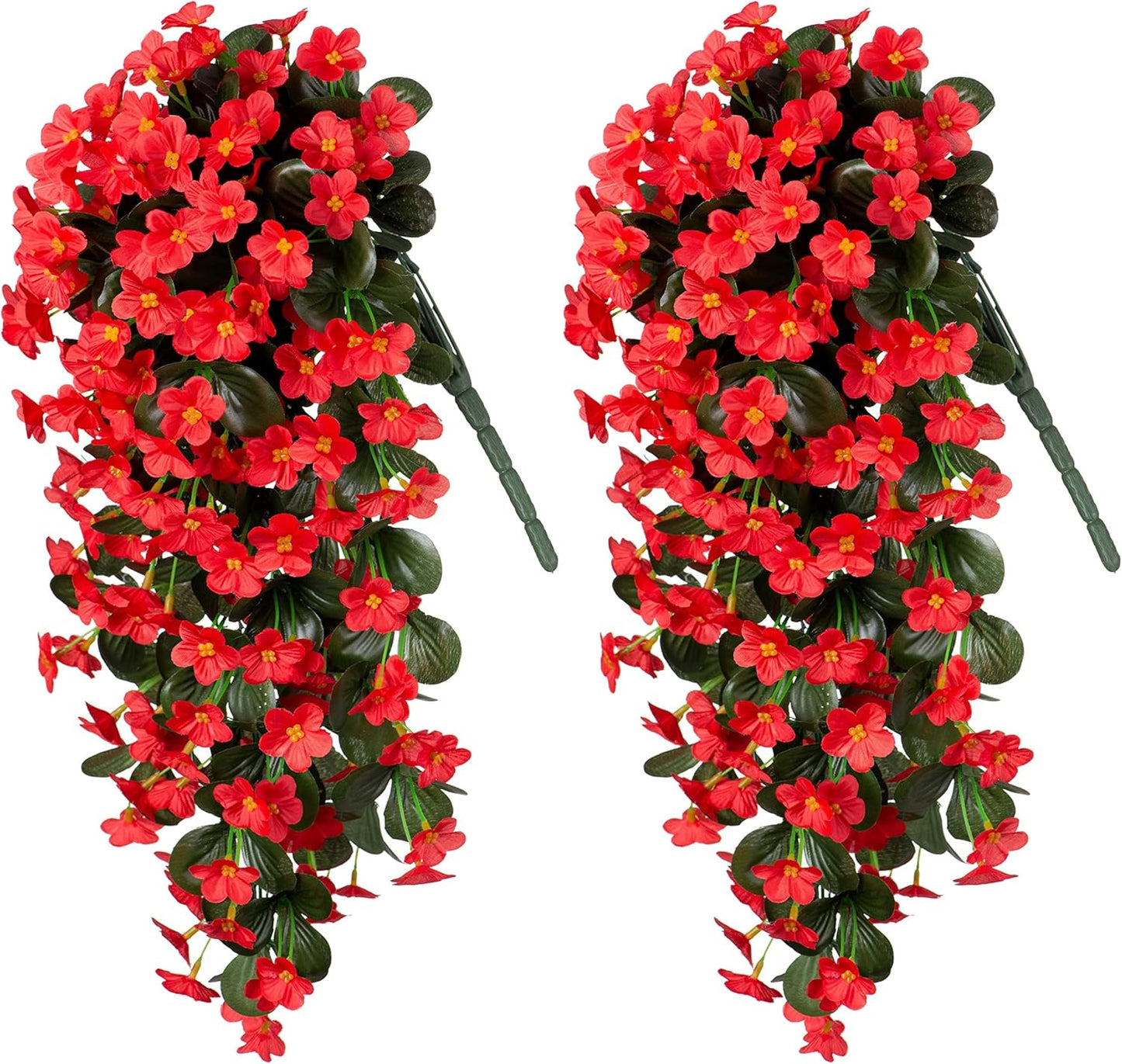 HyeFlora Artificial Fall Fake Hanging Plants Flowers for Outdoor Outside Autumn Decoration, 2 PCS Faux Silk Daisy Mums Red Orchid Long Vines UV Resistant Realistic for Home Indoor Porch Patio Balcony