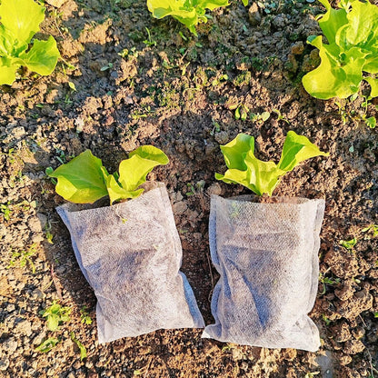 TIHOOD 300PCS 3.9"x4.7" Plant Nursery Bags,Non-Woven Plant Seeding Grow Bags, Vegetables Fabric Seedling Bag Pots Planting Transplant Grow Pouch Home Garden Supply White