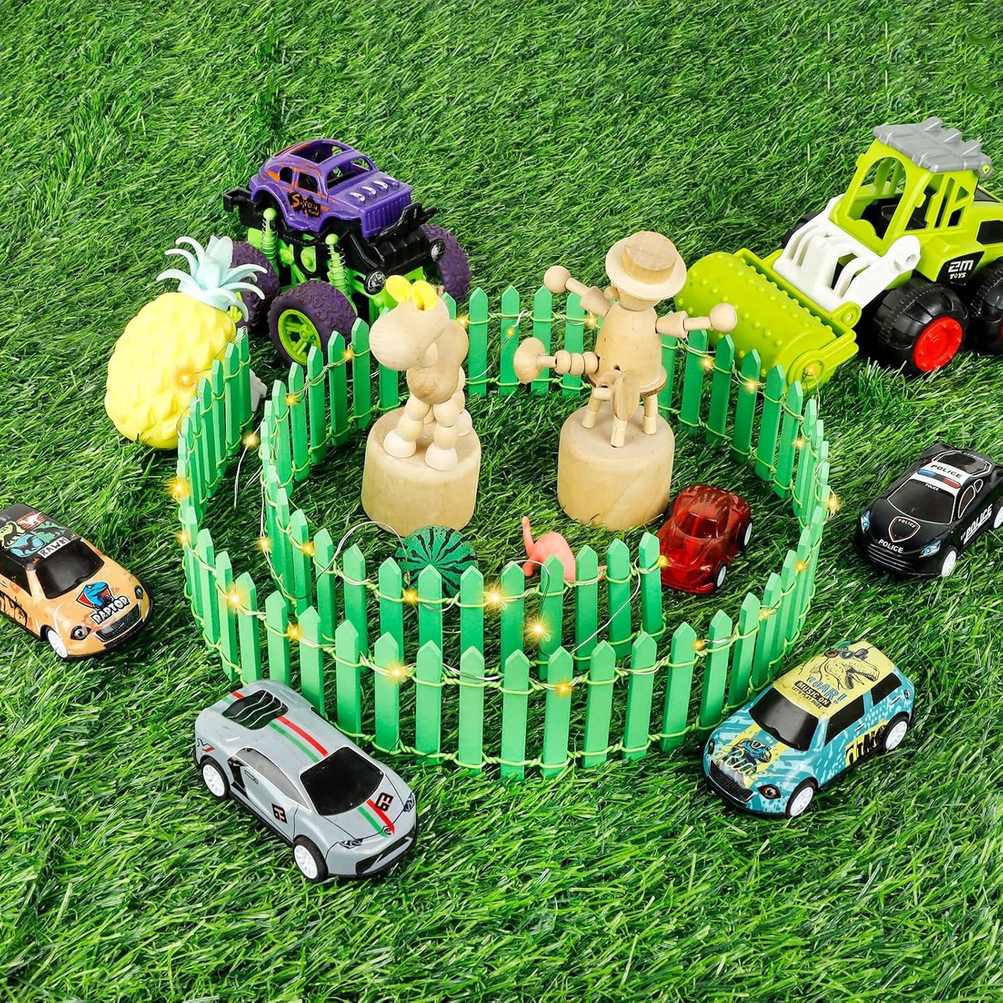 Mini Fairy Garden Fence, 35.5x2 Inch Cuttable Small Wood Picket Fence, DIY Miniature Accessories Decoration for Dollhouse, Crafts, Vegetable Platter, Cake(Light Green)