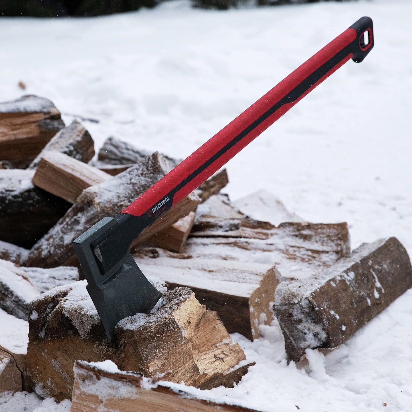INTERTOOL Splitting Axe for Firewood 28” Maul Wood Splitter Ax Tool for Deeper Cuts, Chopping, Kindling, Camp, Survival - Shock Absorbing MAX Grip Handle, Sheath - HT08-0297
