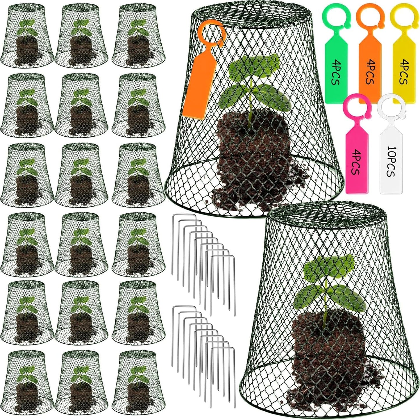 20 Pcs 11inch Chicken Wire Plant Covers,Wire Garden Cloches Chicken Wire Cloche Plant Protector Metal Heavy Duty Garden Plant Cloche for Keeping Bunnies Chicken Squirrels Birds Other Out